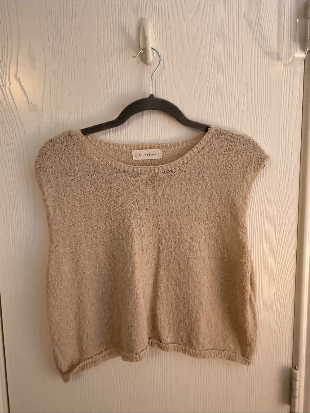 By Together Neutral Cream Textured Knit Sleeveless Top